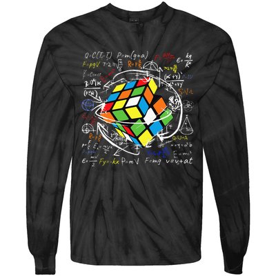 Melting Puzzle Cube Speed Cuber Physics Math Game 80s Retro Tie-Dye Long Sleeve Shirt