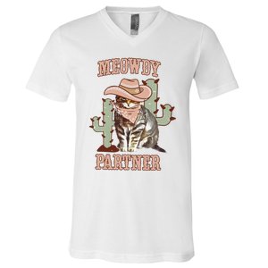 Meowdy Partner Cowboy Cat Western Country V-Neck T-Shirt