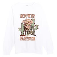 Meowdy Partner Cowboy Cat Western Country Premium Crewneck Sweatshirt