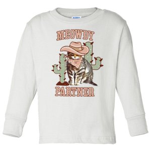 Meowdy Partner Cowboy Cat Western Country Toddler Long Sleeve Shirt