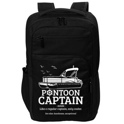 Mens Pontoon Captain Definition Funny Pontoon Boat Boating Impact Tech Backpack