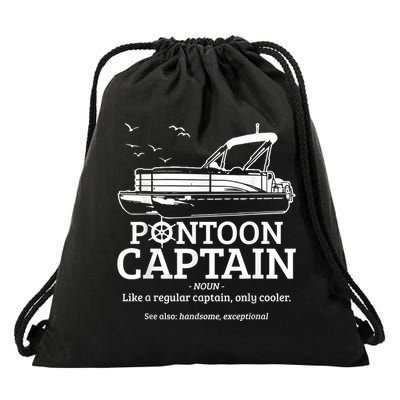 Mens Pontoon Captain Definition Funny Pontoon Boat Boating Drawstring Bag