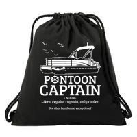 Mens Pontoon Captain Definition Funny Pontoon Boat Boating Drawstring Bag