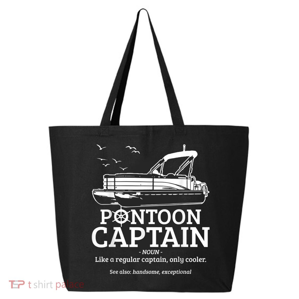 Mens Pontoon Captain Definition Funny Pontoon Boat Boating 25L Jumbo Tote