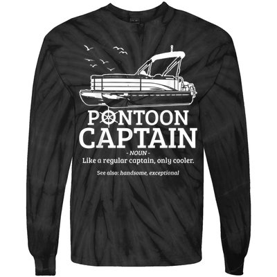 Mens Pontoon Captain Definition Funny Pontoon Boat Boating Tie-Dye Long Sleeve Shirt