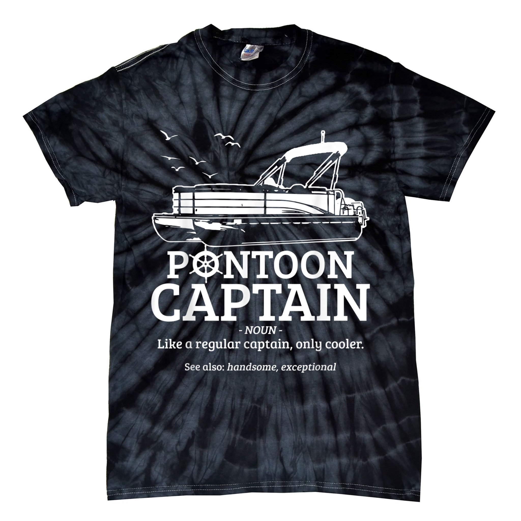 Mens Pontoon Captain Definition Funny Pontoon Boat Boating Tie-Dye T-Shirt