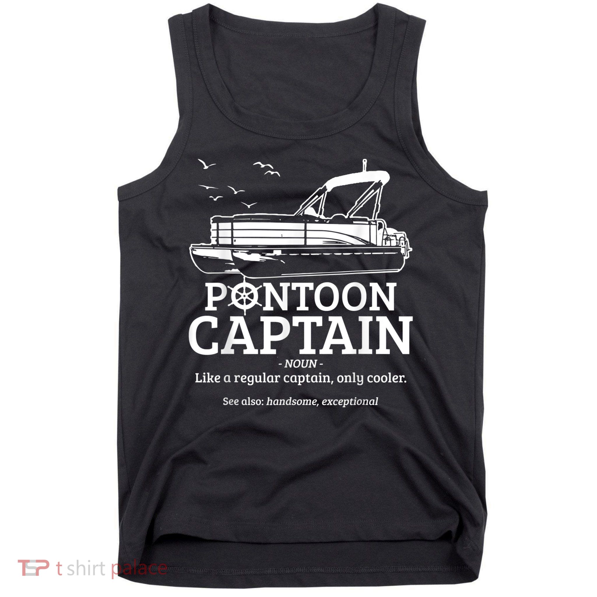Mens Pontoon Captain Definition Funny Pontoon Boat Boating Tank Top