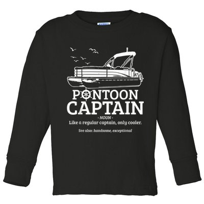 Mens Pontoon Captain Definition Funny Pontoon Boat Boating Toddler Long Sleeve Shirt