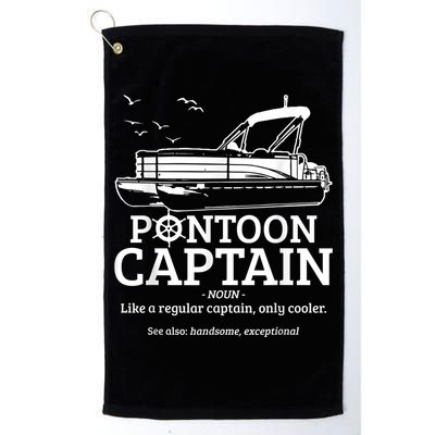 Mens Pontoon Captain Definition Funny Pontoon Boat Boating Golf Towel