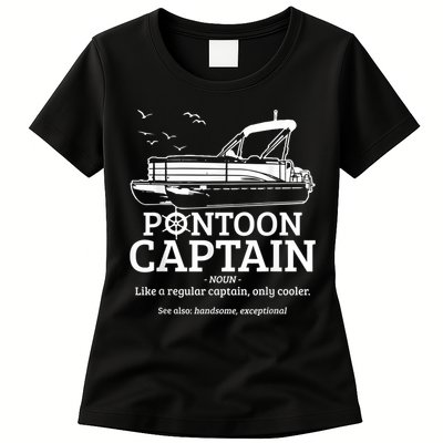 Mens Pontoon Captain Definition Funny Pontoon Boat Boating Womens T-Shirt