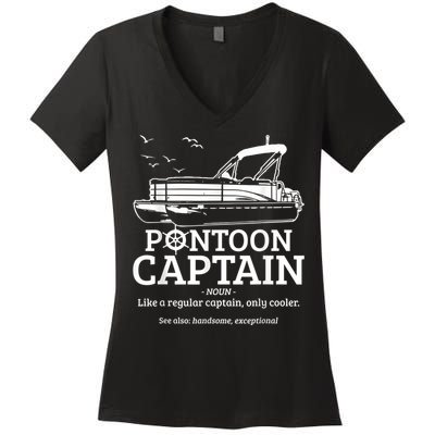 Mens Pontoon Captain Definition Funny Pontoon Boat Boating Women's V-Neck T-Shirt