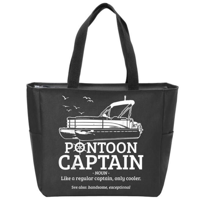 Mens Pontoon Captain Definition Funny Pontoon Boat Boating Zip Tote Bag