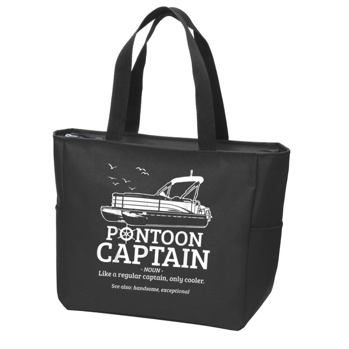 Mens Pontoon Captain Definition Funny Pontoon Boat Boating Zip Tote Bag