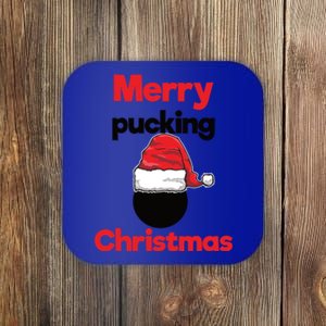 Merry Pucking Christmas Hockey Meaningful Gift Coaster