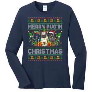 Merry PugIn Christmas Gift Ladies Long Sleeve Shirt