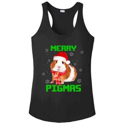 Merry Pigmas Christmas Guinea Pig Santa Hat Light In Snow Great Gift Ladies PosiCharge Competitor Racerback Tank