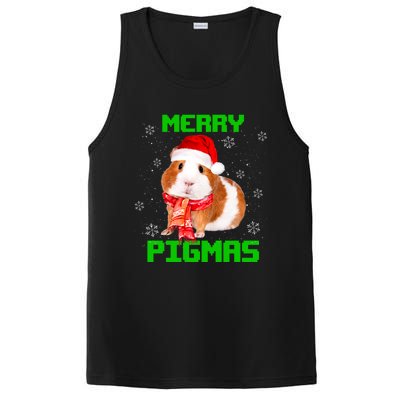 Merry Pigmas Christmas Guinea Pig Santa Hat Light In Snow Great Gift PosiCharge Competitor Tank