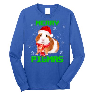 Merry Pigmas Christmas Guinea Pig Santa Hat Light In Snow Great Gift Long Sleeve Shirt