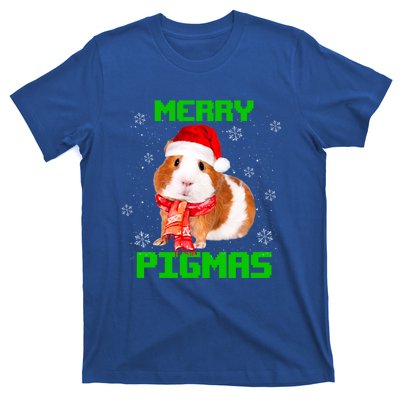 Merry Pigmas Christmas Guinea Pig Santa Hat Light In Snow Great Gift T-Shirt