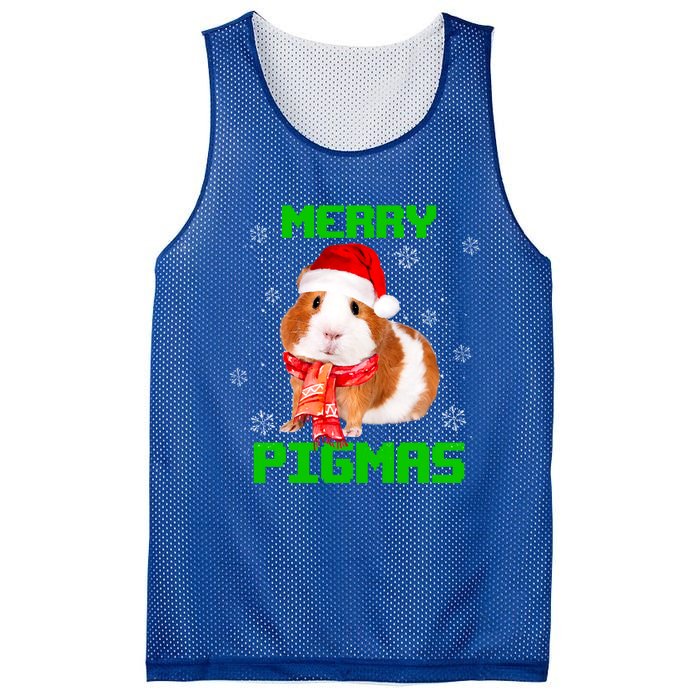 Merry Pigmas Christmas Guinea Pig Santa Hat Light In Snow Great Gift Mesh Reversible Basketball Jersey Tank