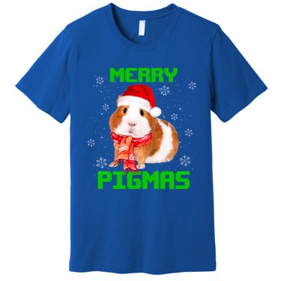 Merry Pigmas Christmas Guinea Pig Santa Hat Light In Snow Great Gift Premium T-Shirt