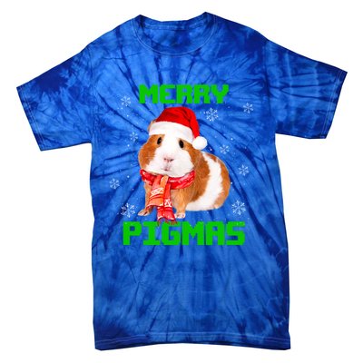 Merry Pigmas Christmas Guinea Pig Santa Hat Light In Snow Great Gift Tie-Dye T-Shirt