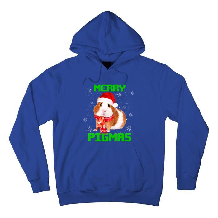 Merry Pigmas Christmas Guinea Pig Santa Hat Light In Snow Great Gift Tall Hoodie