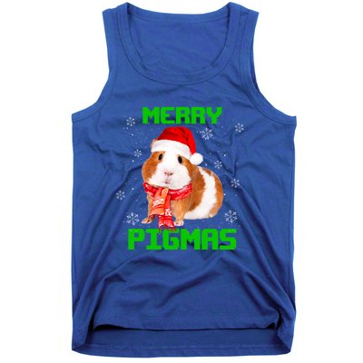 Merry Pigmas Christmas Guinea Pig Santa Hat Light In Snow Great Gift Tank Top