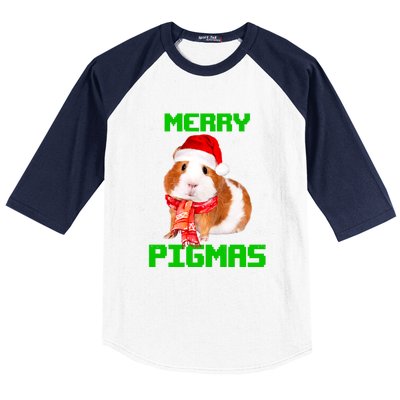 Merry Pigmas Christmas Guinea Pig Santa Hat Light In Snow Great Gift Baseball Sleeve Shirt