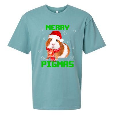 Merry Pigmas Christmas Guinea Pig Santa Hat Light In Snow Great Gift Sueded Cloud Jersey T-Shirt