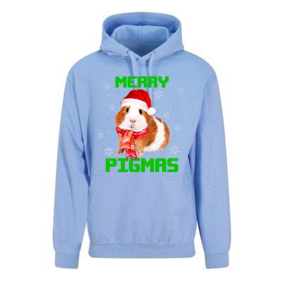 Merry Pigmas Christmas Guinea Pig Santa Hat Light In Snow Great Gift Unisex Surf Hoodie