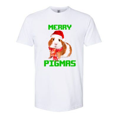 Merry Pigmas Christmas Guinea Pig Santa Hat Light In Snow Great Gift Softstyle CVC T-Shirt