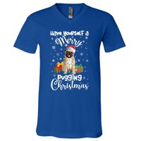 Merry Pugging Christmas Pug Xmas Party Pug Gift V-Neck T-Shirt