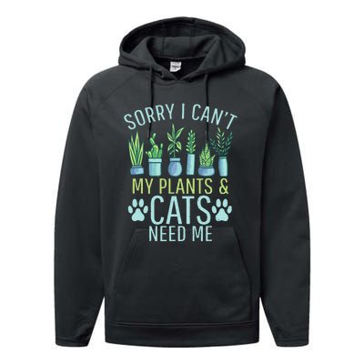 My Plants & Cats need me Outdoor and Gardening Performance Fleece Hoodie