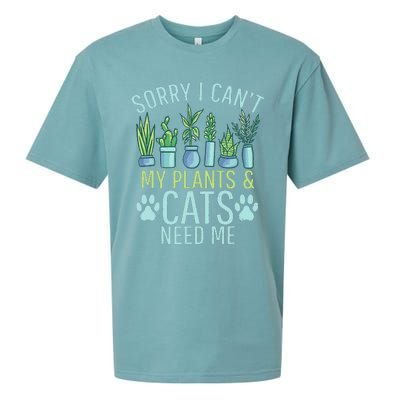 My Plants & Cats need me Outdoor and Gardening Sueded Cloud Jersey T-Shirt