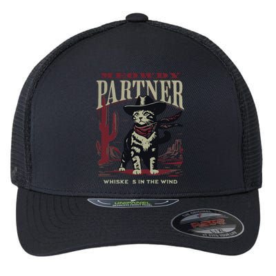 Meowdy Partner Cowboy Cat Vintage Cowboy Flexfit Unipanel Trucker Cap