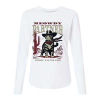 Meowdy Partner Cowboy Cat Vintage Cowboy Womens Cotton Relaxed Long Sleeve T-Shirt