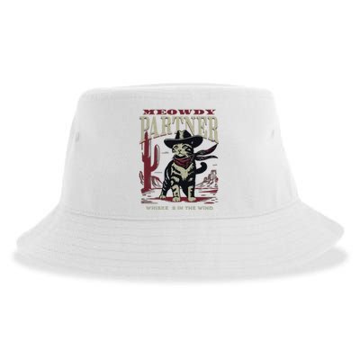 Meowdy Partner Cowboy Cat Vintage Cowboy Sustainable Bucket Hat