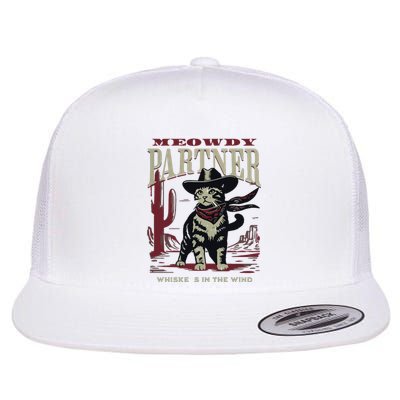 Meowdy Partner Cowboy Cat Vintage Cowboy Flat Bill Trucker Hat