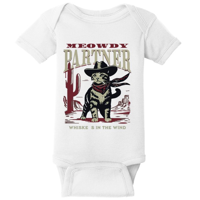 Meowdy Partner Cowboy Cat Vintage Cowboy Baby Bodysuit