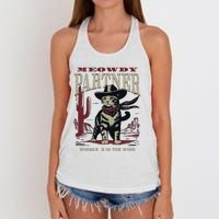 Meowdy Partner Cowboy Cat Vintage Cowboy Women's Knotted Racerback Tank