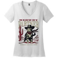 Meowdy Partner Cowboy Cat Vintage Cowboy Women's V-Neck T-Shirt