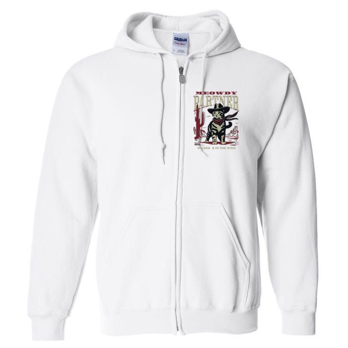 Meowdy Partner Cowboy Cat Vintage Cowboy Full Zip Hoodie