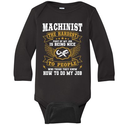 Machinist Profession CNC Machine Tools Operator Machinery Baby Long Sleeve Bodysuit