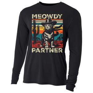 Meowdy Partner Cat Cow Hat Howdy Funny Country Western Cooling Performance Long Sleeve Crew