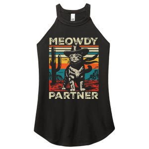 Meowdy Partner Cat Cow Hat Howdy Funny Country Western Women's Perfect Tri Rocker Tank