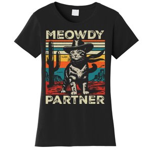 Meowdy Partner Cat Cow Hat Howdy Funny Country Western Women's T-Shirt