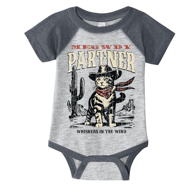 Meowdy Partner Cowboy Cat Vintage Infant Baby Jersey Bodysuit