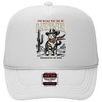 Meowdy Partner Cowboy Cat Vintage High Crown Mesh Back Trucker Hat