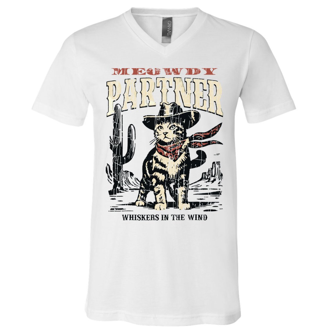 Meowdy Partner Cowboy Cat Vintage V-Neck T-Shirt